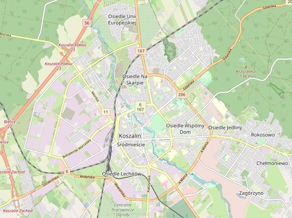 Mapa Koszalina