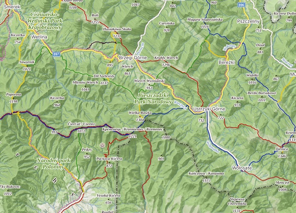 Mapa Bieszczad�w